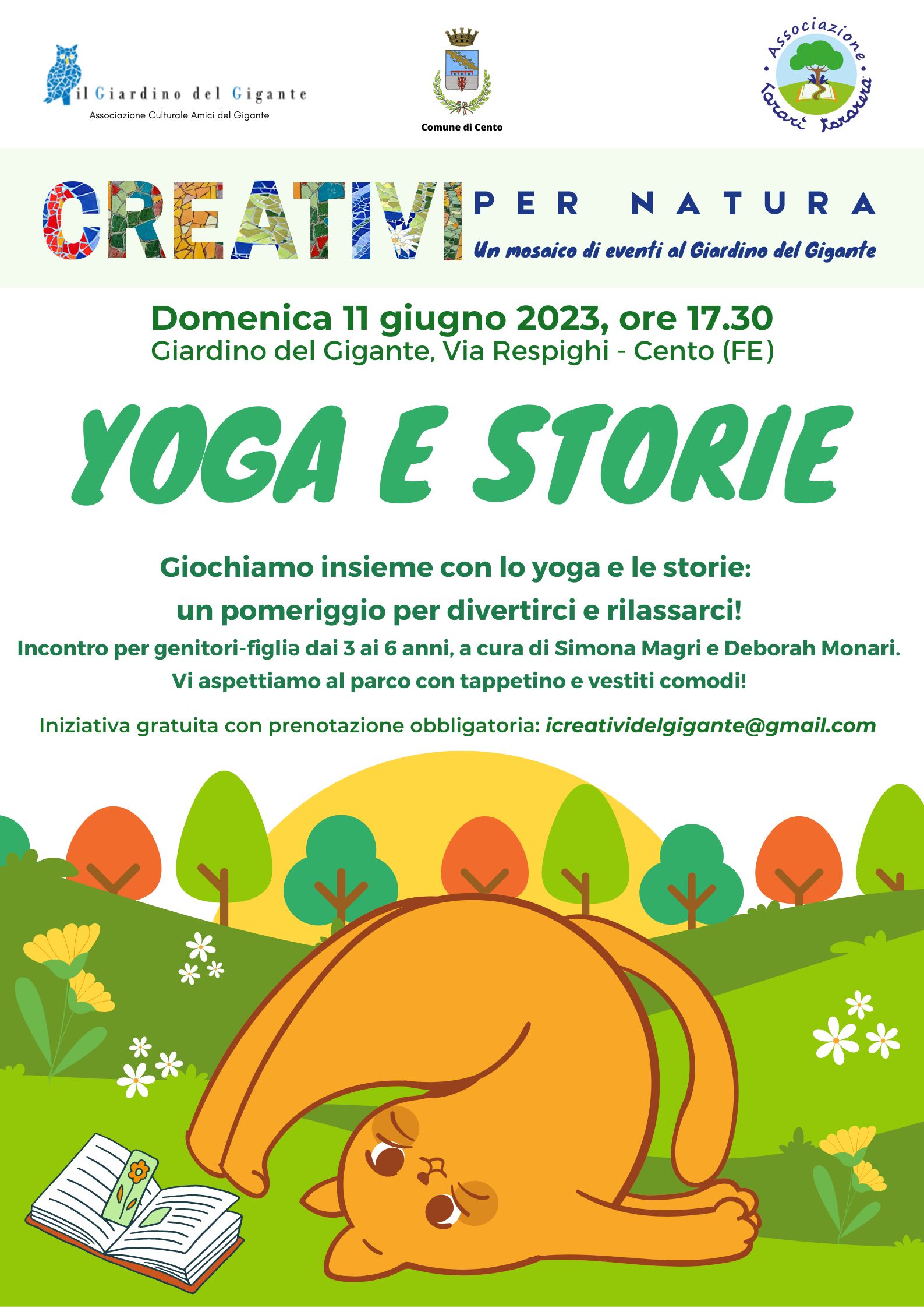 locandina laboratorio yoga per bambini per disegno gatto in posizione yoga 