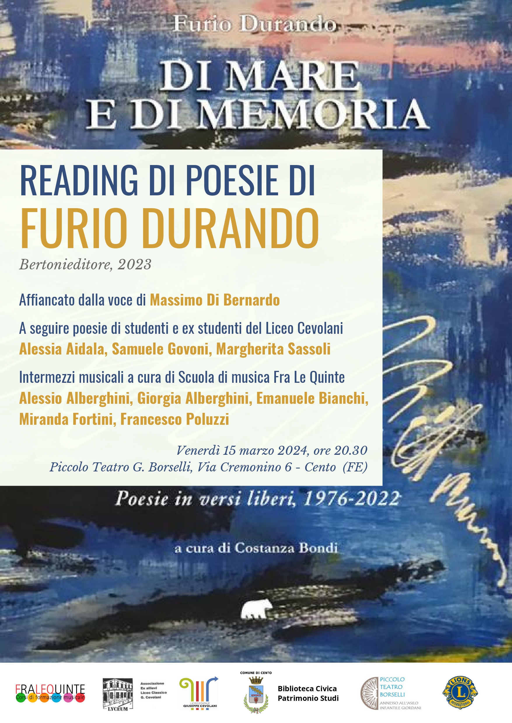 locandina con copertina del libro Di mare e di memoria