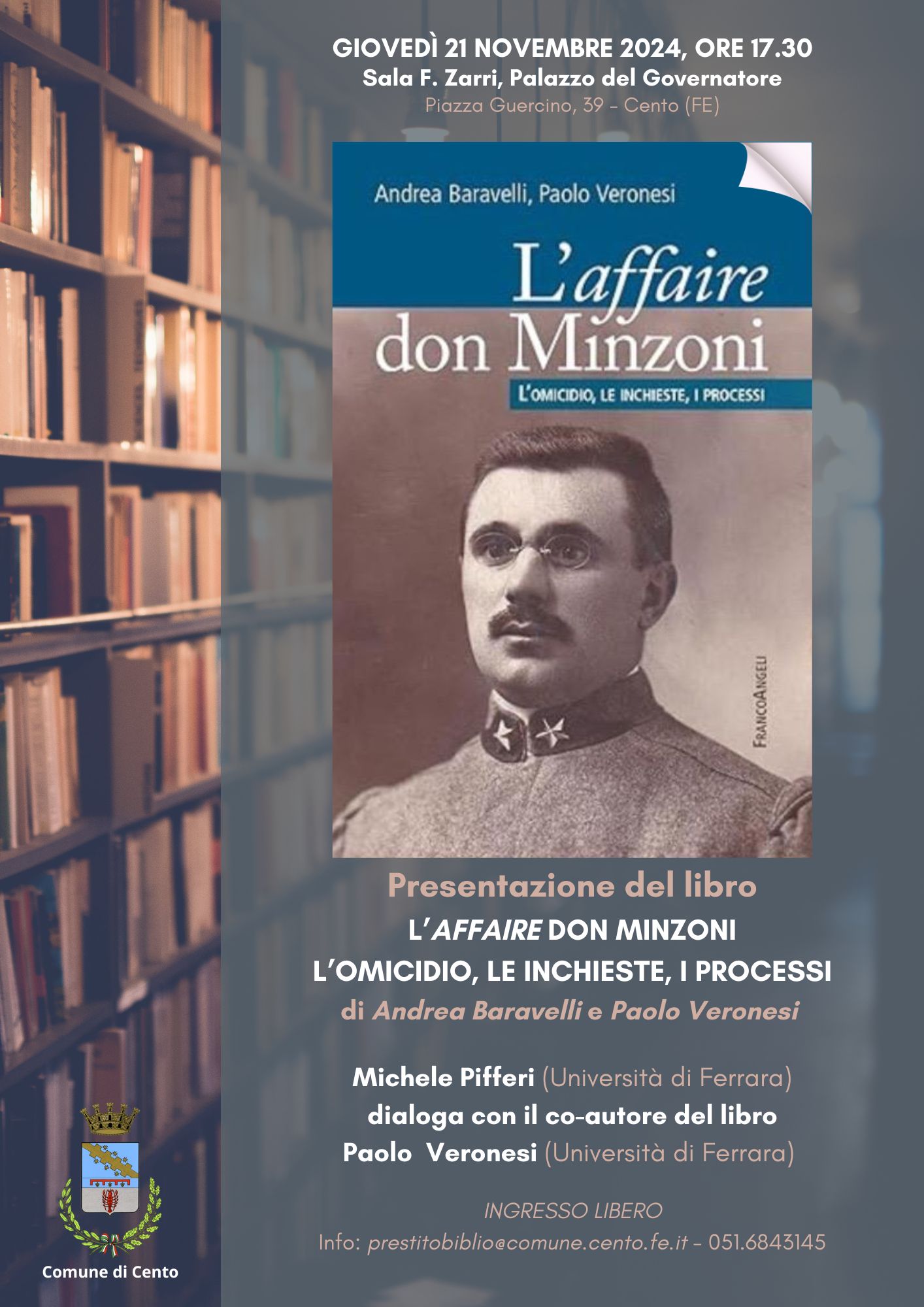 locandina con copertina libro Don Minzoni 