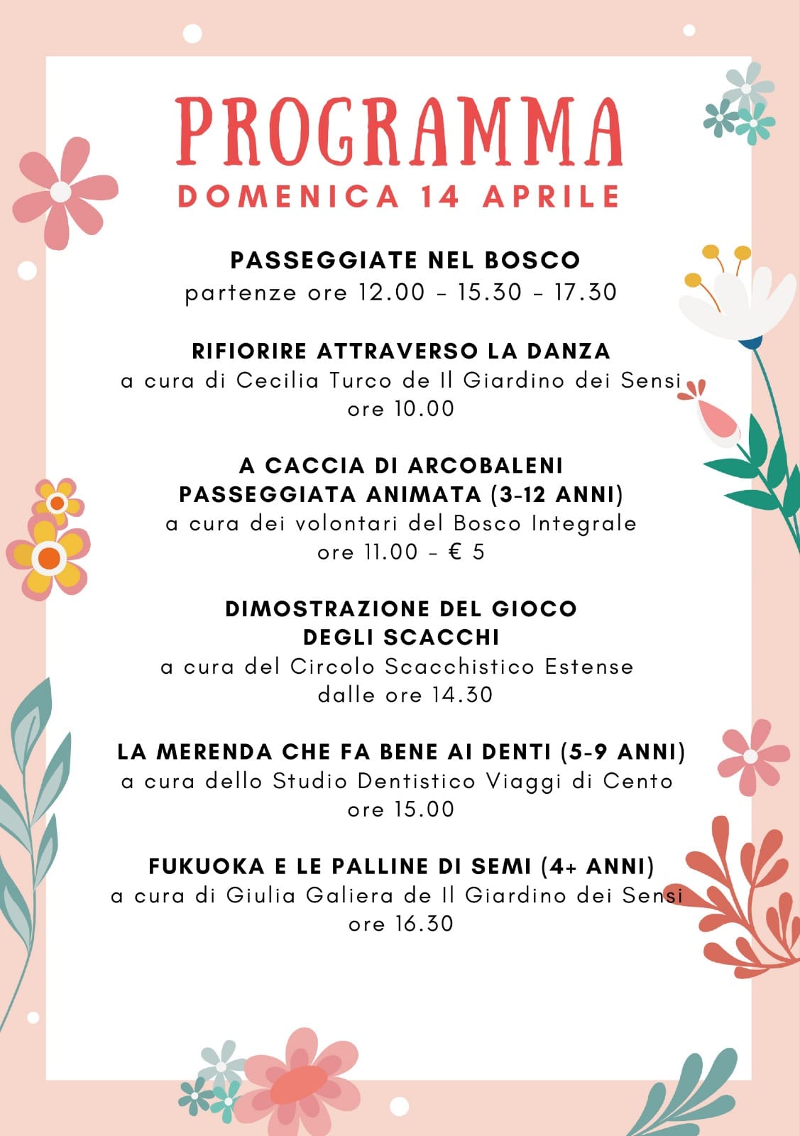 programma di domenica 14 aprile